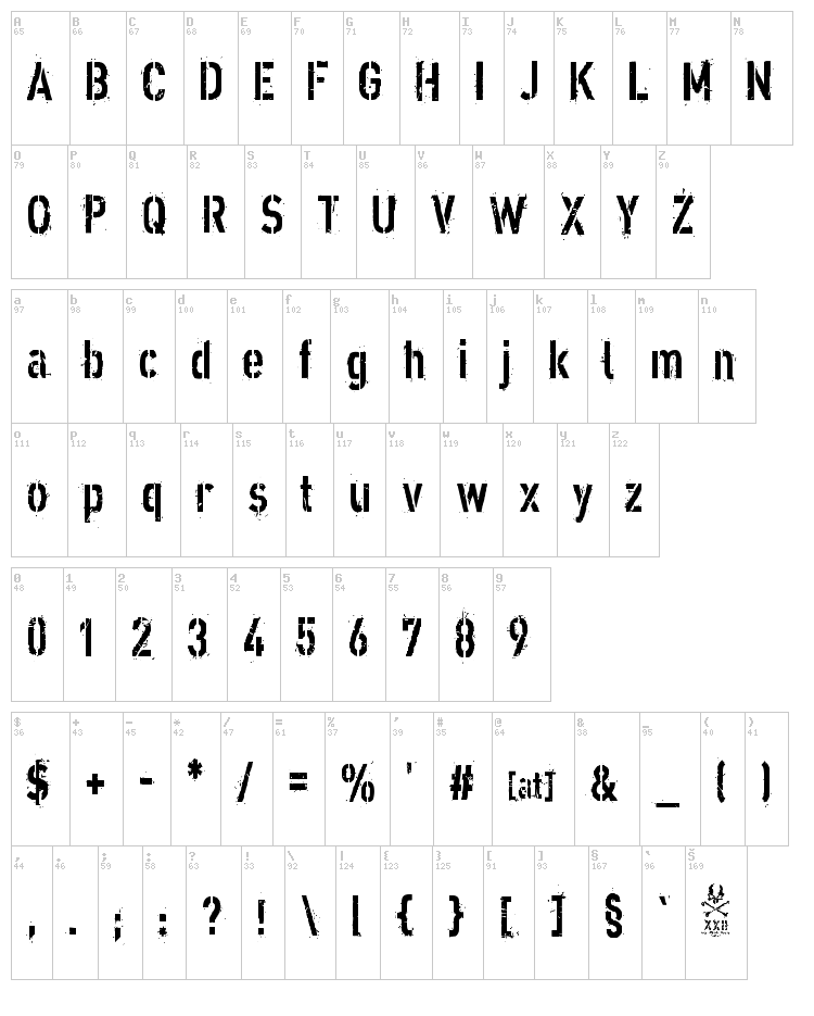XXII Army font map